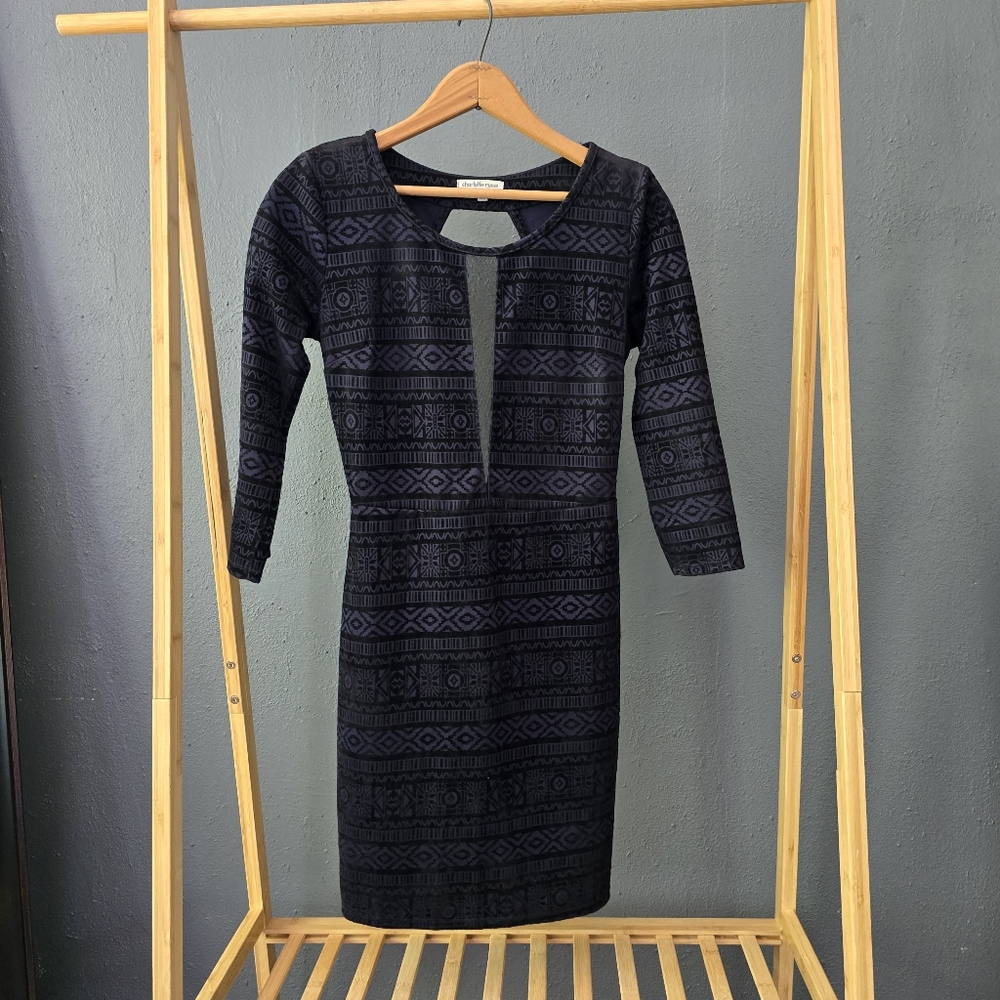 Navy Geometric Cut Out Dress